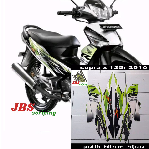 striping supra x 125 stiker  honda supra x 125 r 2010 putih hijau