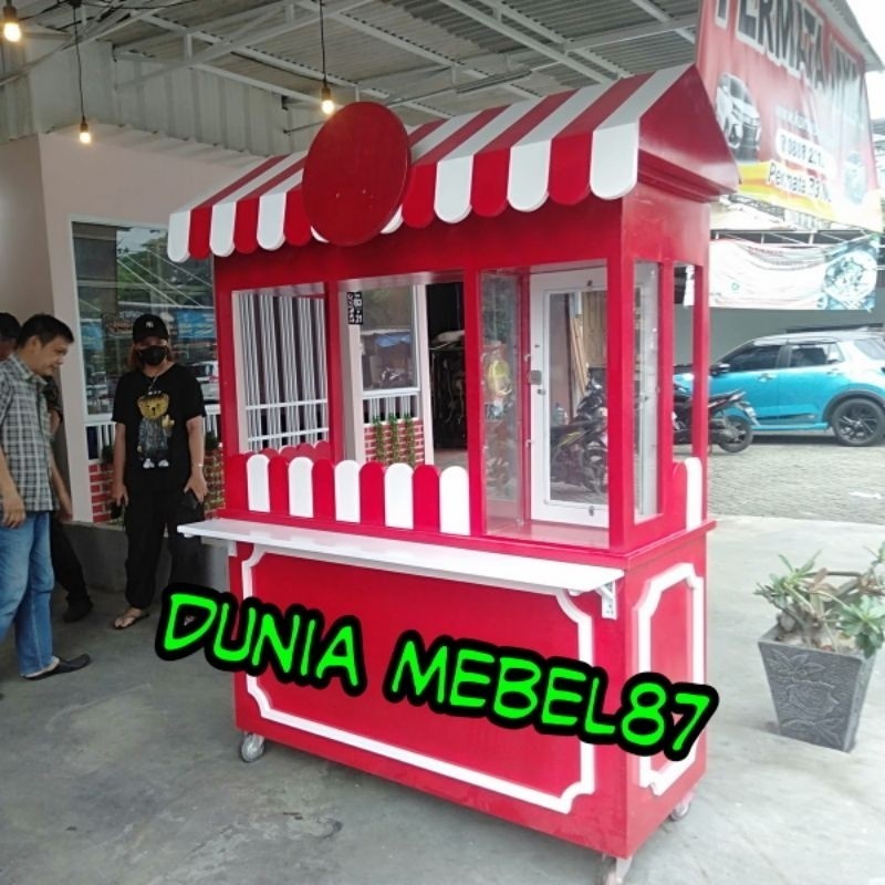 GEROBAK KAYU JATI/BOOTH KAYU/GEROBAK MINIMALIS