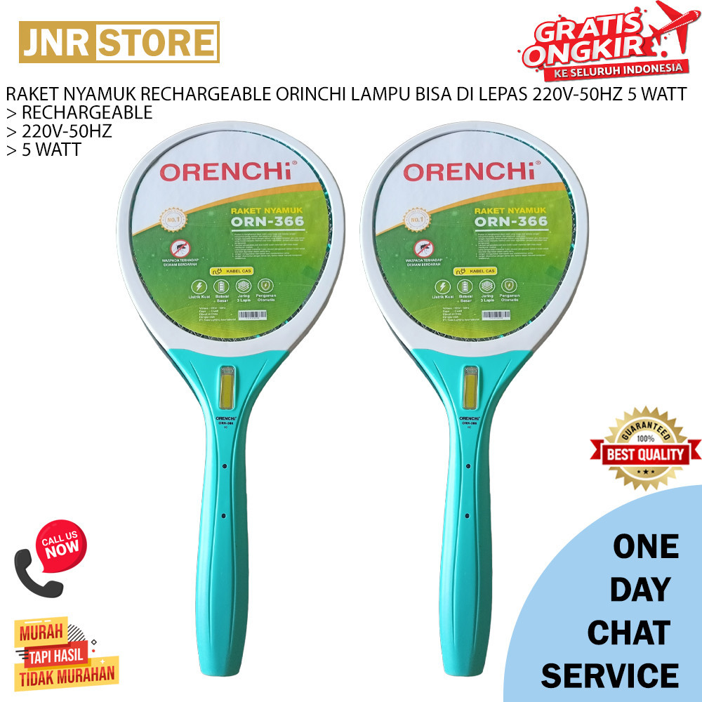 RAKET NYAMUK RECHARGEABLE ORENCHI LAMPU BISA DI LEPAS 220V-50HZ 5 WATT JNR ELECTRIC