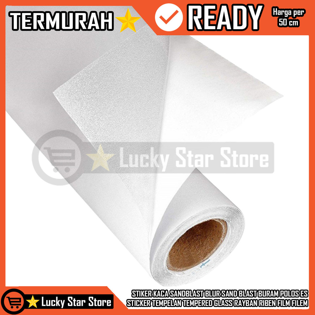 Stiker Kaca Jendela Rumah Tidak Tembus Pandang Per 50 Cm Sandblast Sans Blast Polos Buram Putih Beni