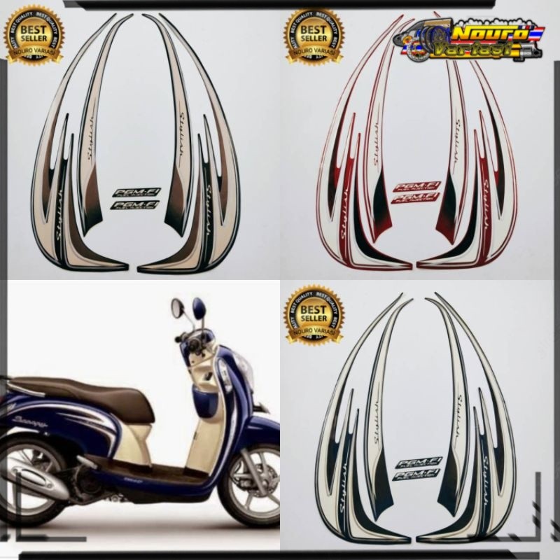 aksesoris stiker striping motor honda scoopy 2014 stylish list body standar terbaik