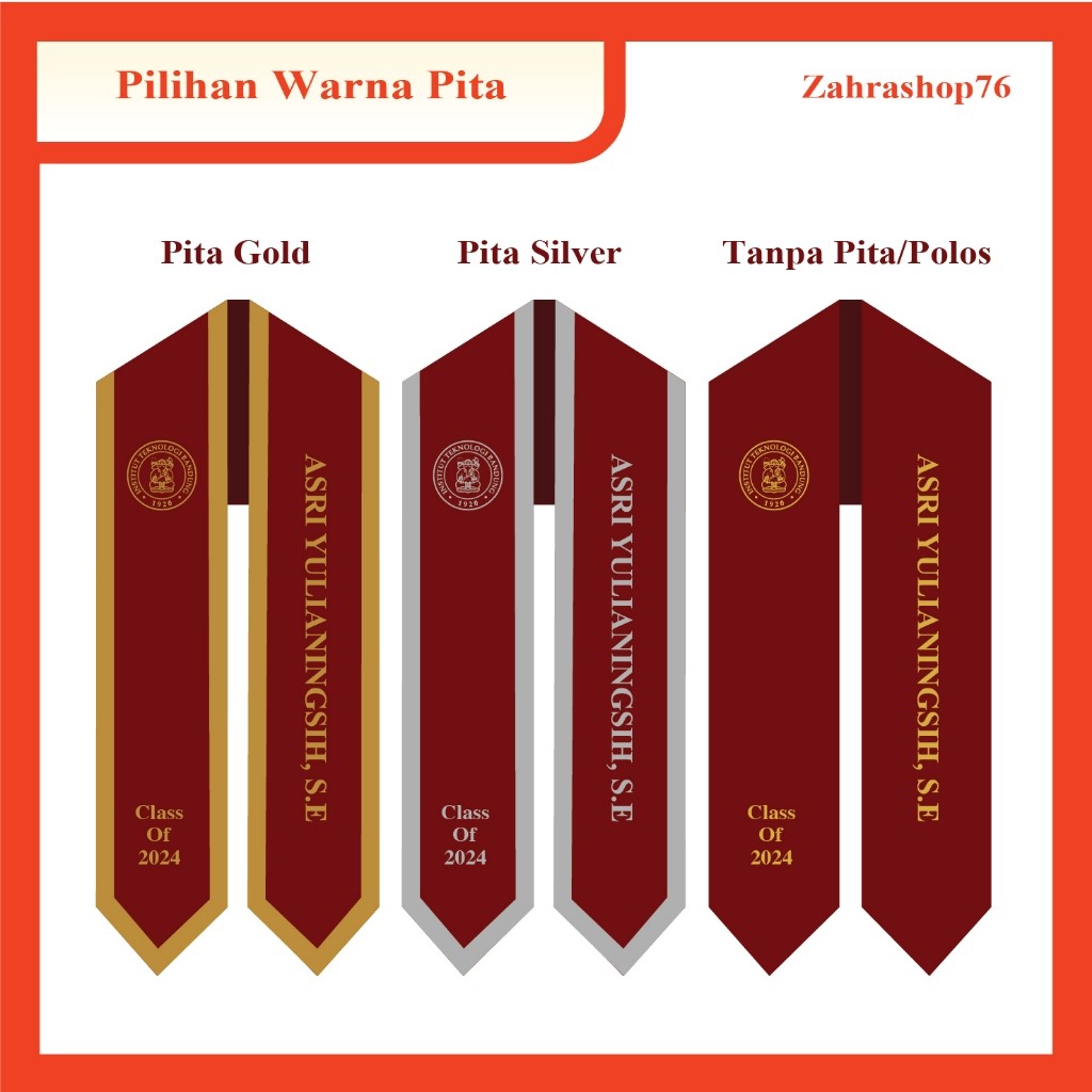 SELEMPANG WISUDA LEHER PREMIUM ( 2 lapis bludru ) Selempang Wisuda