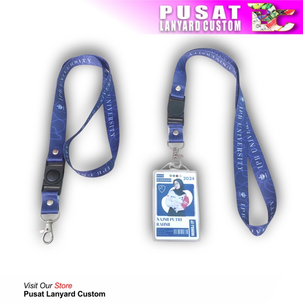 

Cetak Tali Lanyard Kumplit Sublim 1,5 cm 2 muka / tali idcard print 1,5cm / pita printing full color nametag id min order 5pcs