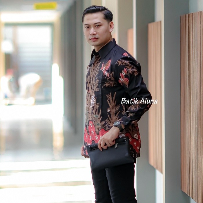 BATIK PRIA LENGAN PANJANG MEWAH PREMIUM ALUNA SHANGHAI  KEMEJA BATIK ACARA NIKAHAN KEREN ALISAN POLO