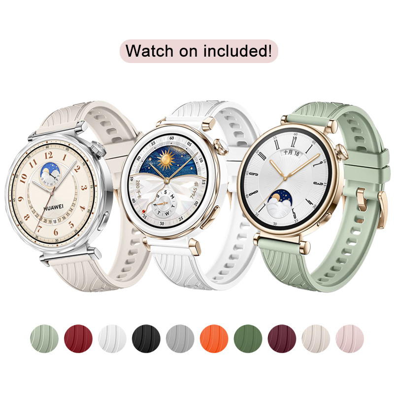 18mm Soft Texture Band for Huawei Gt5pro 42mm Offical Leaf Vein Silicone Strap Compatible with Huawe