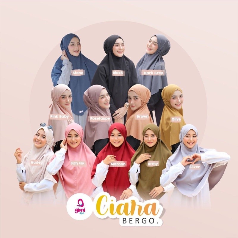 Ciara Bergo Khimar Hijab - Bahan  bahan ARABELLA CREPE Adem & Nyaman