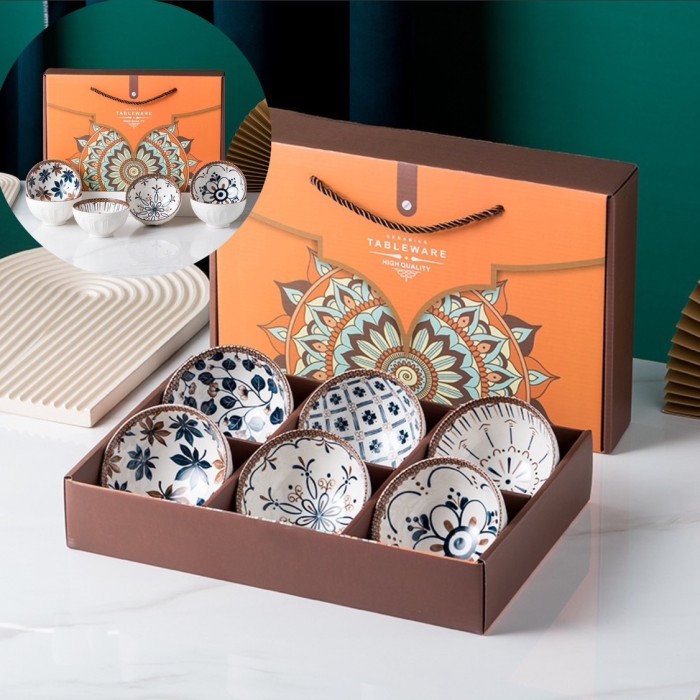 

[New Arrival Hampers Imlek Kelinci Hadiah Piring Mangkok Set Gift Box CNY Hampers - Maple 6Bowl