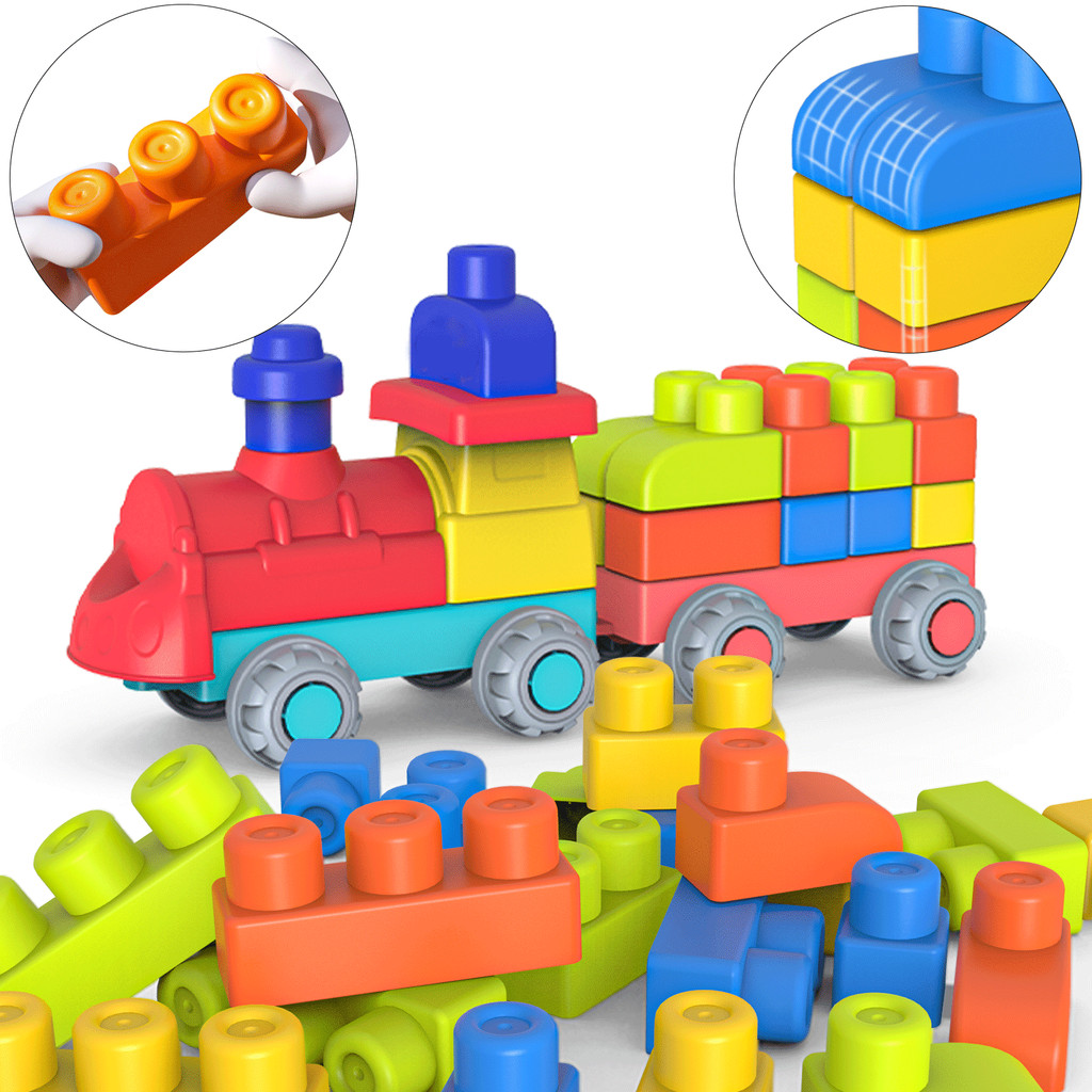 

New Upgraded Early Education Puzzle Assembly Toy, Chewable And Boiled Large Soft Rubber Building Block, DIY Large Size Toy, Than