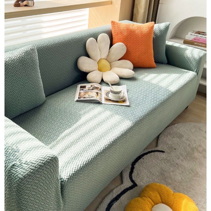 Elastic Sofa Cover 3D Jacquard/Sarung Penutup Sofa Elastis Bahan Tebal - Pine Green, 1Seater worikat
