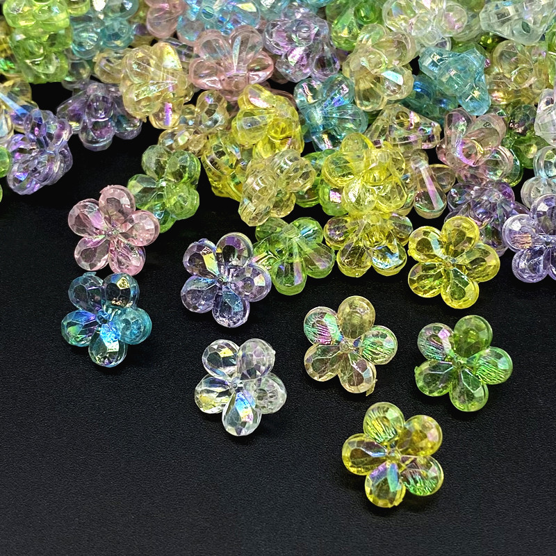 

50 Pcs/lot 12mm Flower Shape Beads AB Color Acrylic for Jewelry Making Handmade DIY Accessories