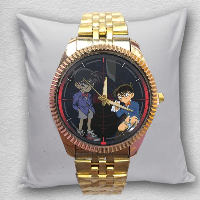 Jam Tangan Pria DETEKTIF CONAN Warna GOLD EMAS Custom Keren Premium 01