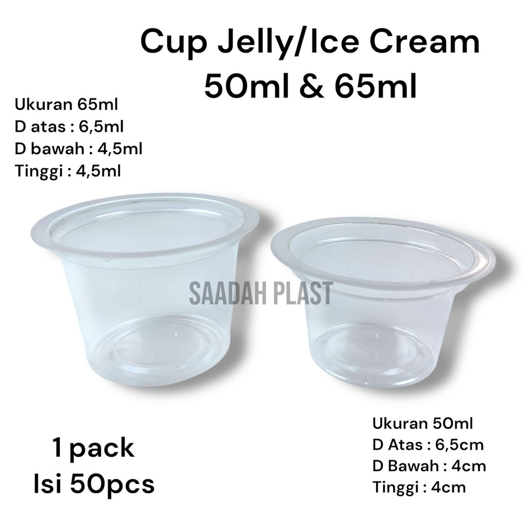 (ISI 50) Gelas plastik 50ml 65ml cup jelly bening kecil agar puding