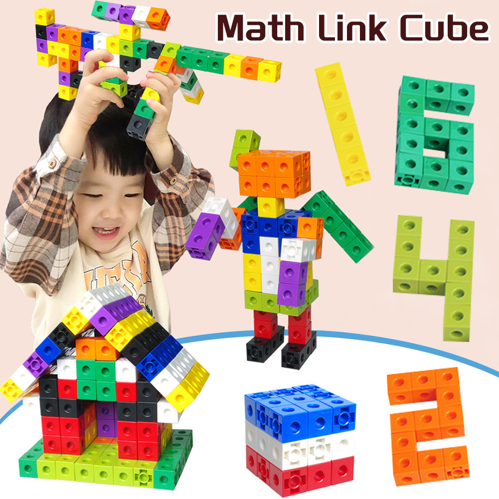 100pcs 2cm Mainan edukasi linking cubes, Math Linking Cubes Blocks Snap Cubes Link Cubes Link Number