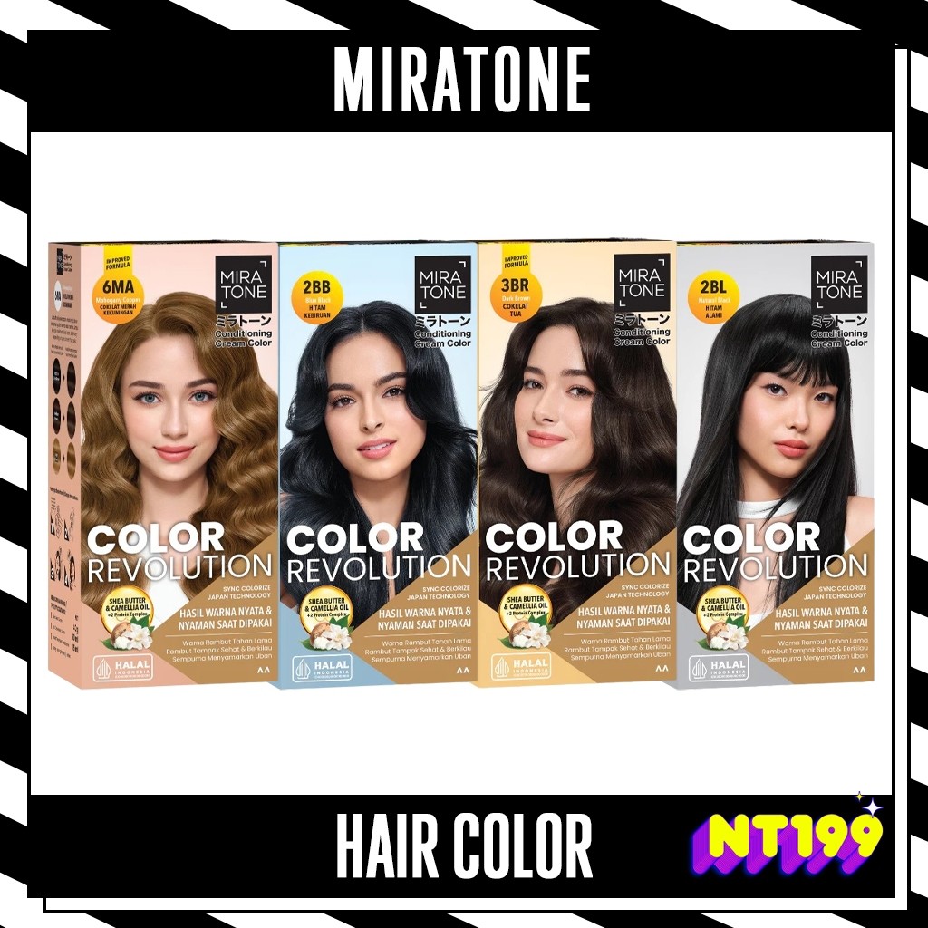 MIRATONE Conditioning Cream Color Natural Blue Black Dark Brown Mahogany Pewarna Rambut Permanen