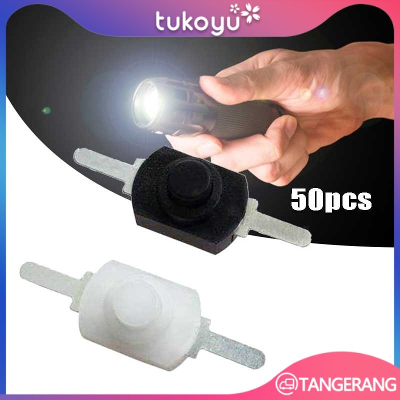 50pcs Saklar Senter Push Button Senter Kecil 2 Kaki Self Locking Push On Off Switch
