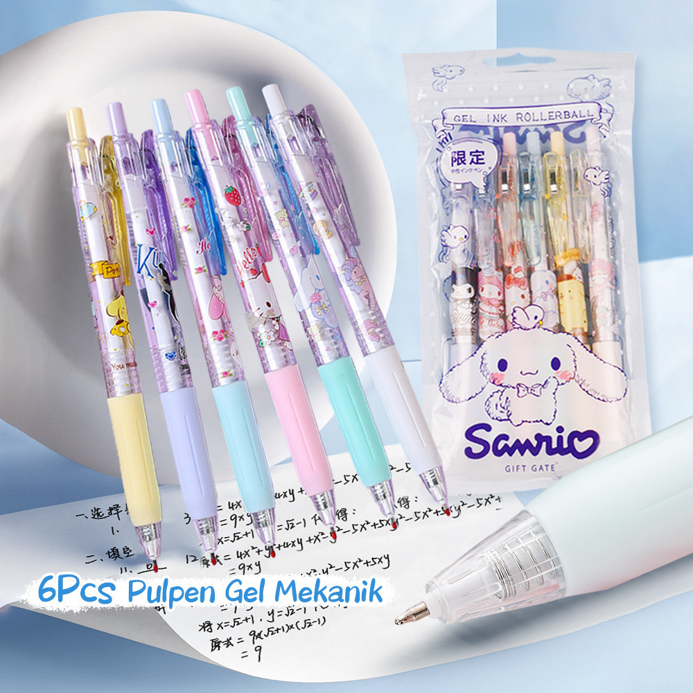 

JCHO Pulpen Gel Mekanik 6PCS/set Pulpen Aesthetic Korea 0.5mm Ballpoint Motif Lucu