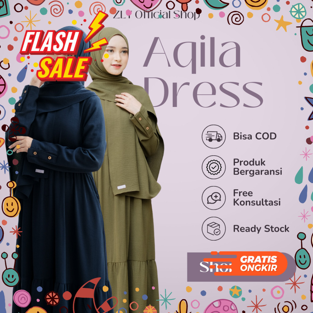 MEGASALE / Aqila Dress Crinkle Crinkel Airflow Premium Gamis Dres Wanita Busui Friendly Polos Elegan
