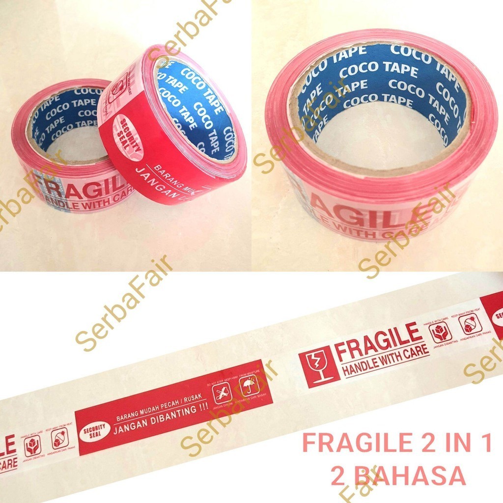 

Lakban Fragile 2 IN 1 / Fragile 2Inch 90Yards 2 Bahasa Komplit