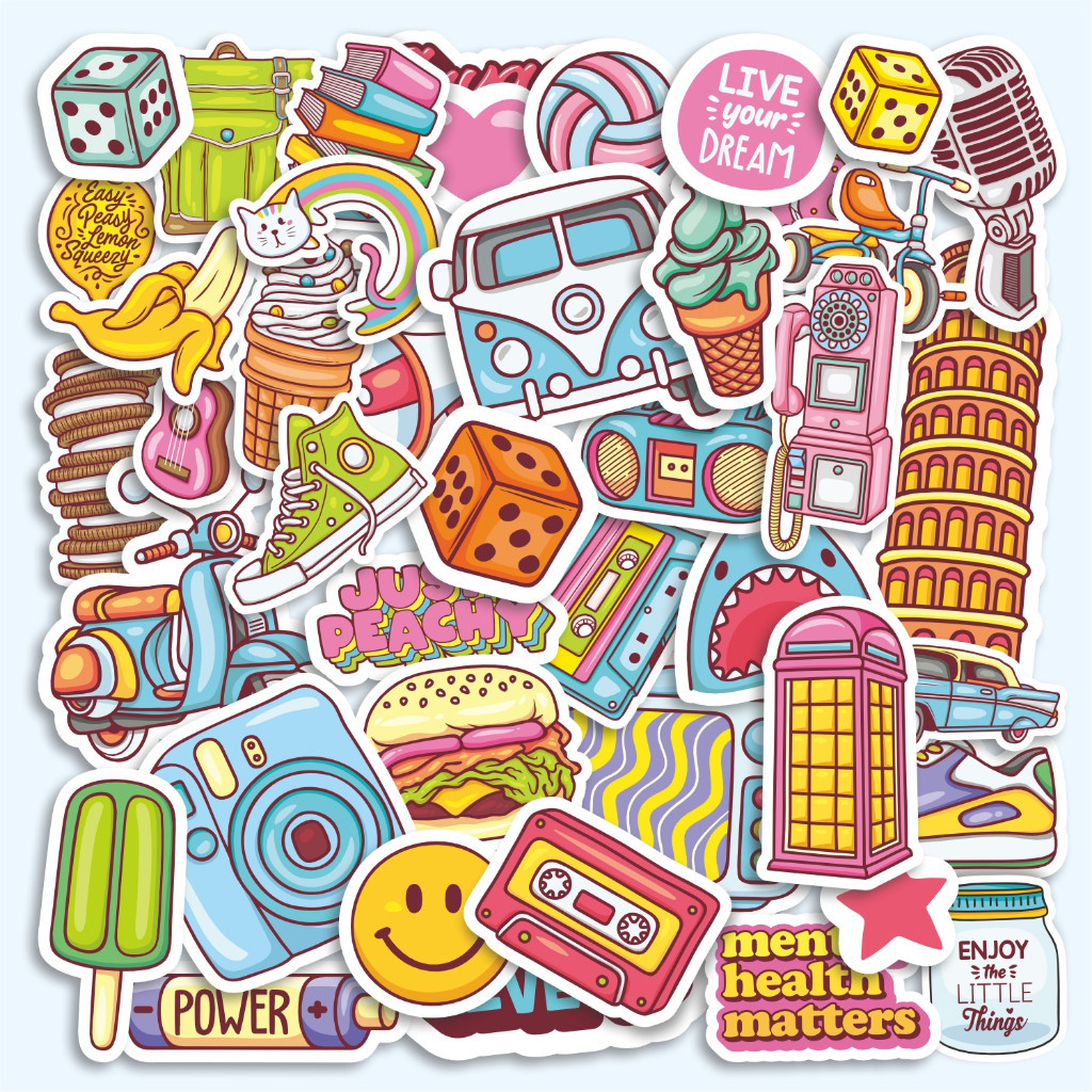 

50 pcs Stiker Fashion Cute Gaul Aesthetic Untuk Laptop HP Kulkas Rumah sepeda Case HP