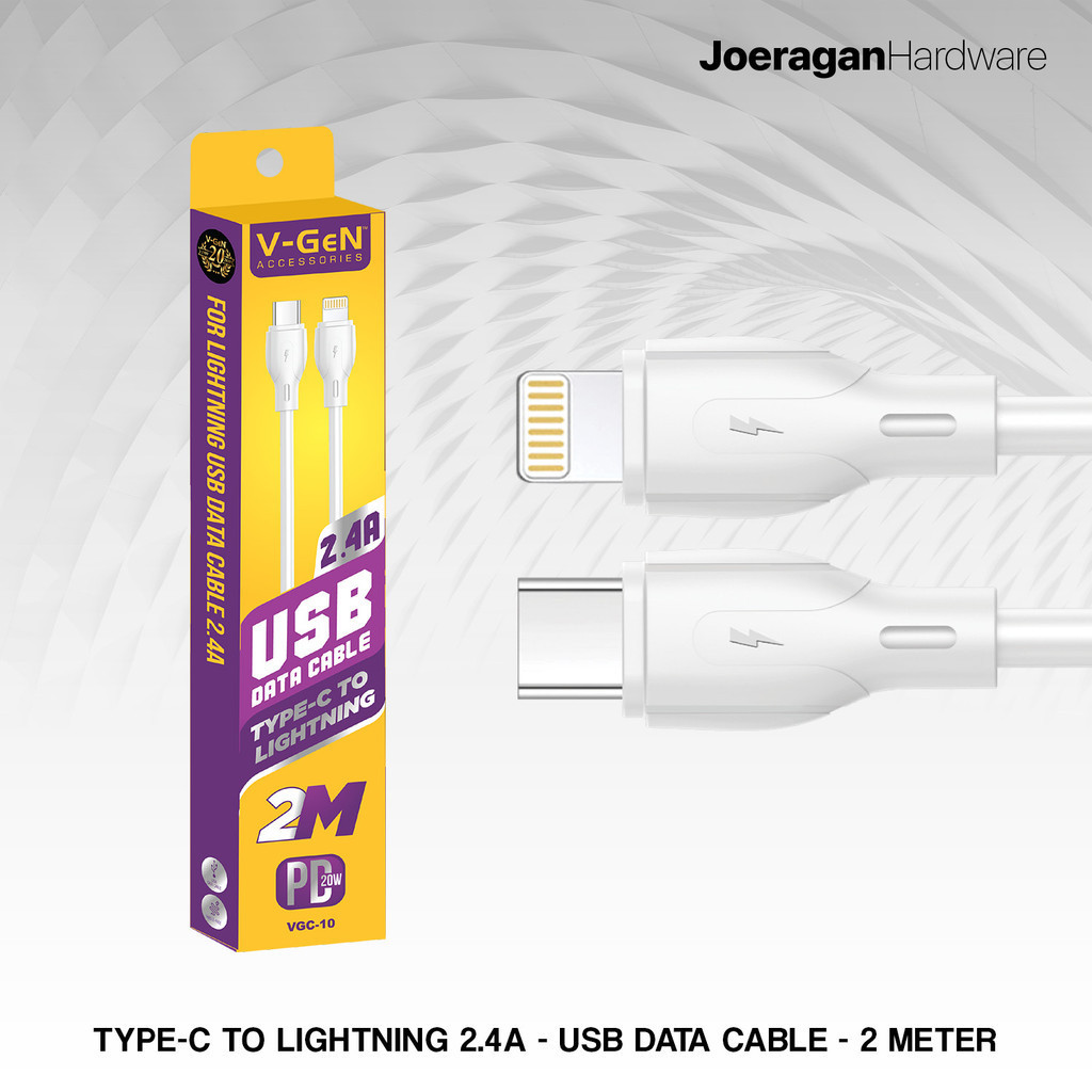 V-GeN Kabel Data V-GeN Fast Charging Type C To Lightning 2 Meter VGC-10 VGEN