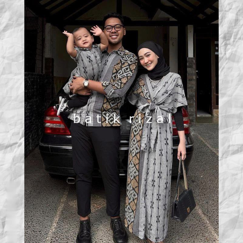 Baju tenun couple Raisa grey - couple tenun ikat