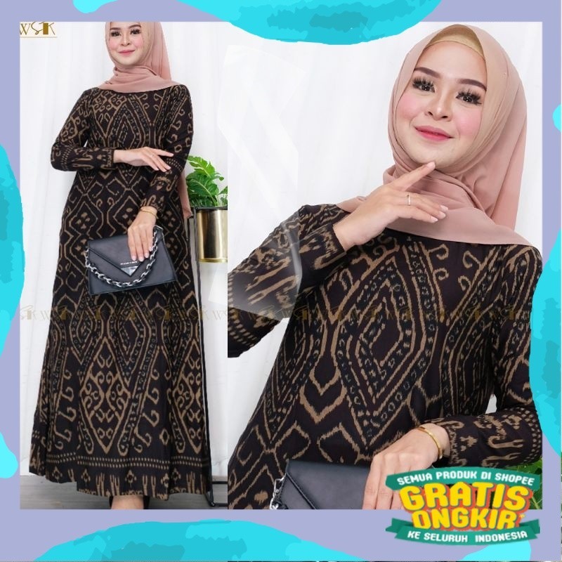 GAMIS MUSLIM JUMBO M-XXL SUMINTEN MAXY BAHAN CALVIN JEANS PREMIUM GAMIS JUMBO TERBARU MOTIF PRINTING