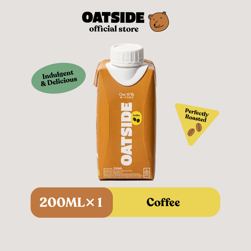 OATSIDE Coffee Oat Milk 200ml Cap (Kemasan Tutup Botol)| Susu Oat Rasa Kopi