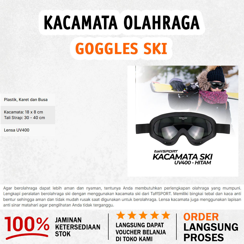 Kacamata Motor Goggles | Olahraga Outdoor Ski Ice Skating Double Layers UV400 - Black