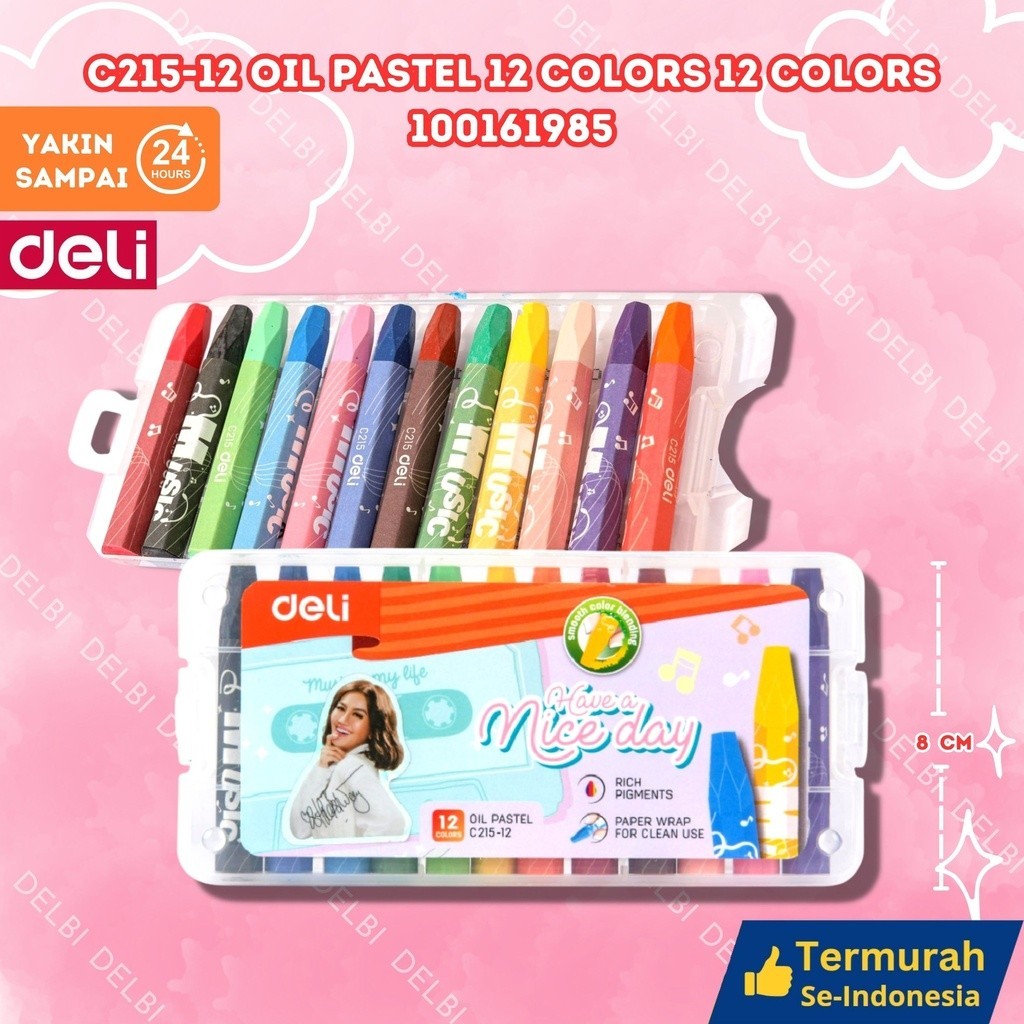 

[DELI X AGNEZ MO] Deli Oil Pastel / Crayon / Krayon 12 24 Nyaman Digenggam CC215 C215-12 Oil pastel 12 COLORS 12 colors