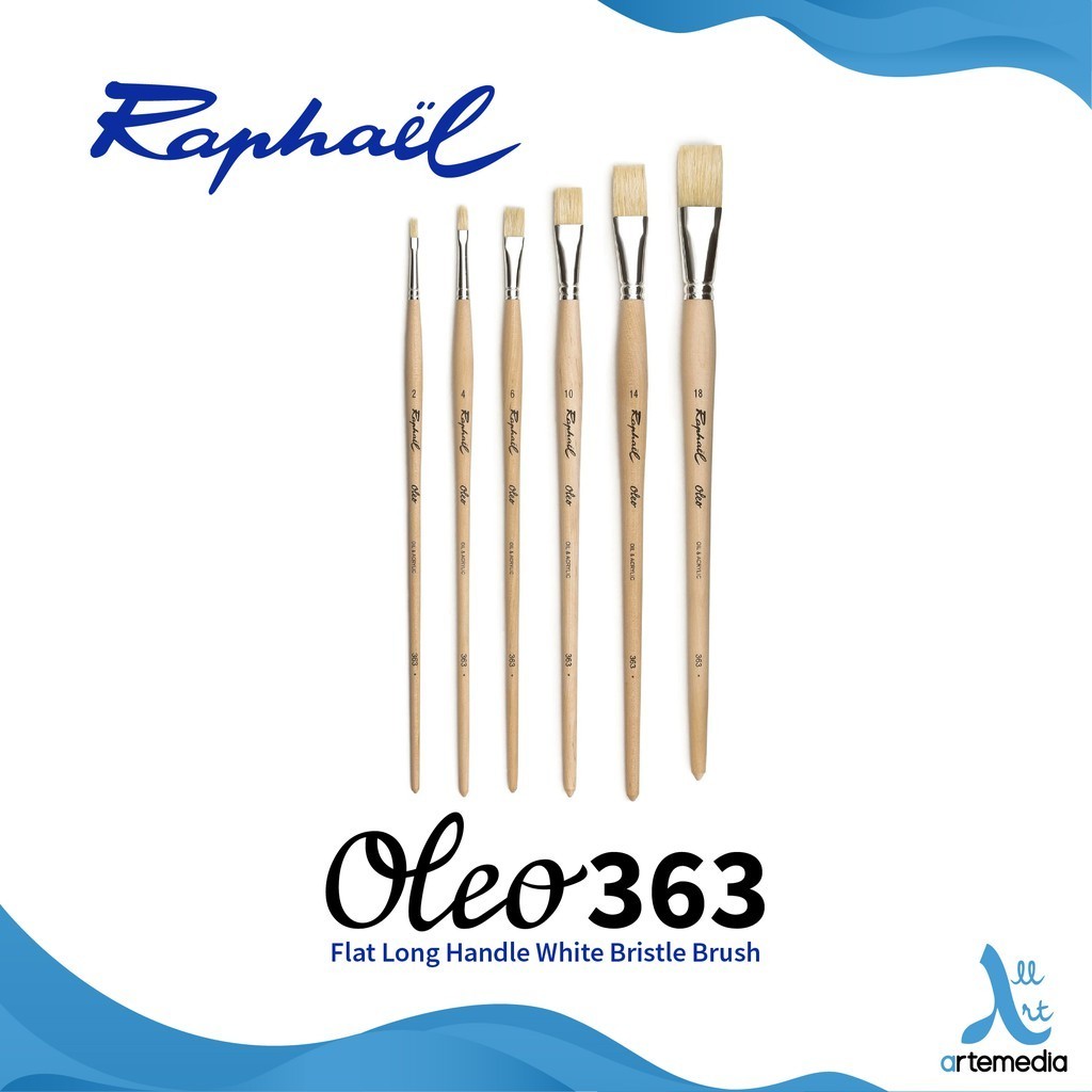 

Raphael 363 Kuas Lukis Flat Oleo White Bristle Brush Long Handle
