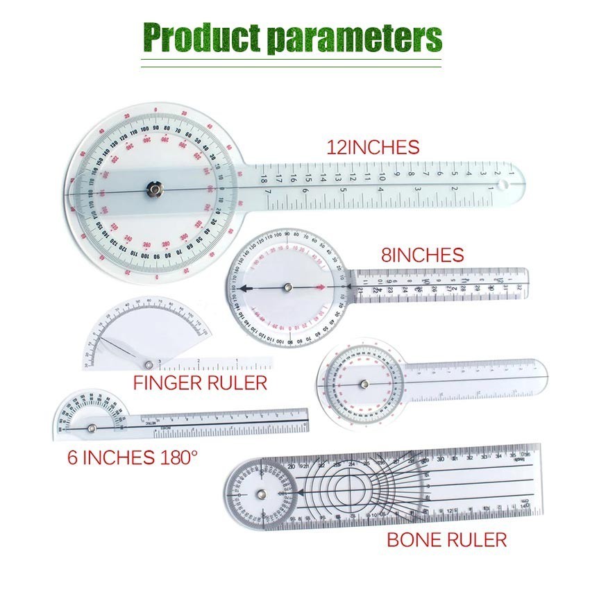 6PCS Alat Ukur Goniometer Fisioterapi Penggaris Tulang Sendi Jari Spinal Sudut Alat Kesehatan