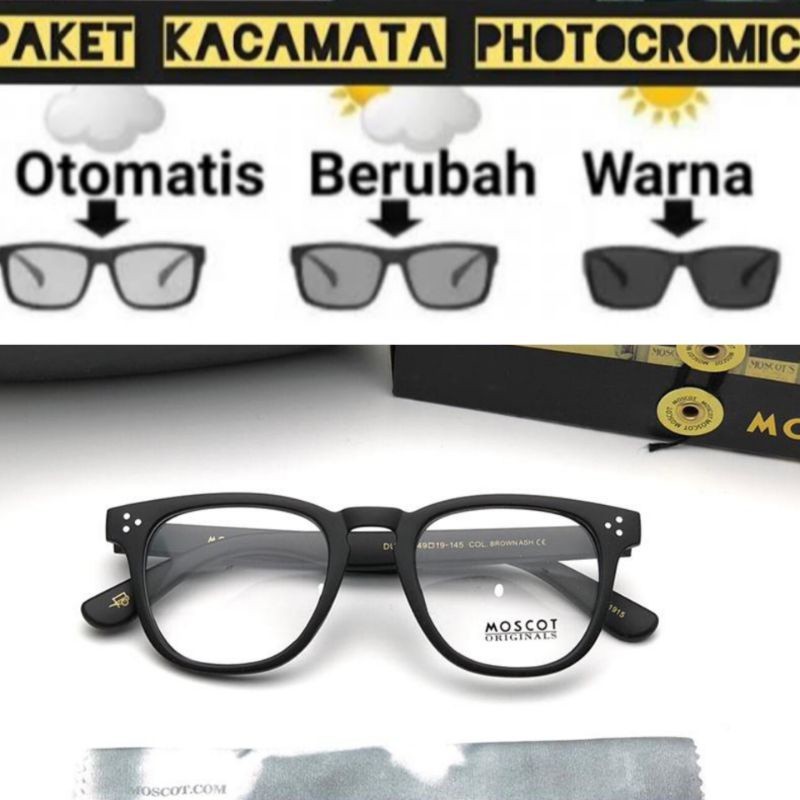 Baru kacamata moscot dudel paket lensa Photocromic blueray