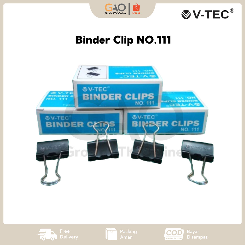 

Binder Clips NO.111 V-TEC (1 Pack Isi 12pcs)