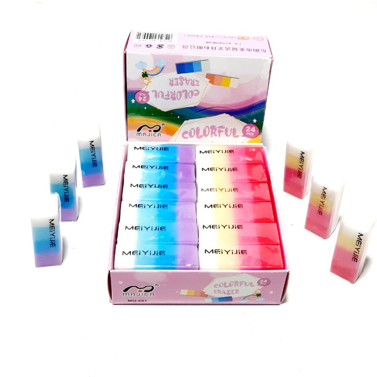 

Harga Grosir (1kotak / 24pcs) Penghapus Pensil COLORFUL (BESAR)