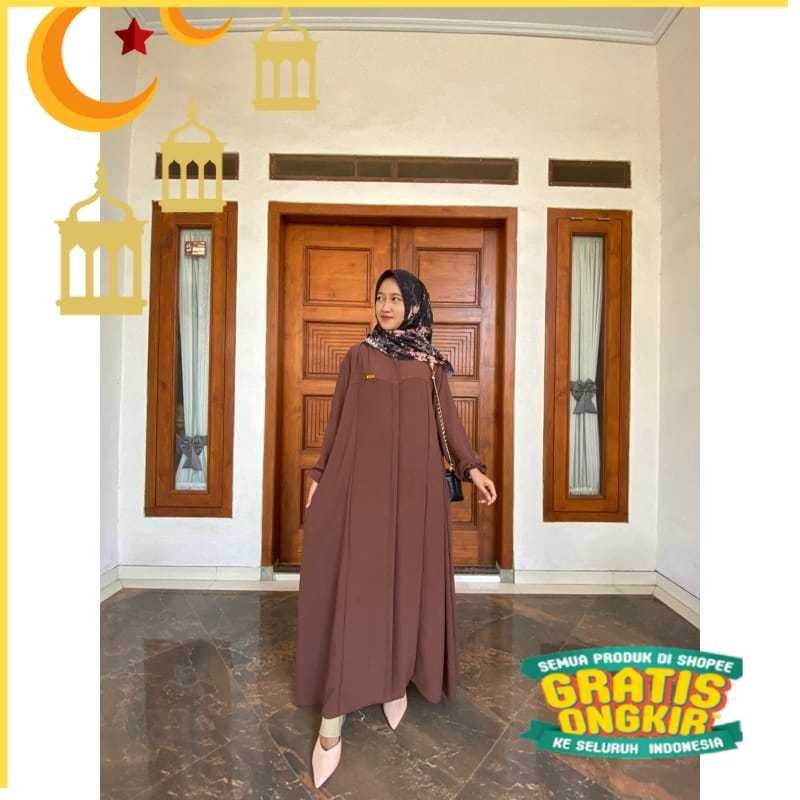 Gamis Abaya ELSIRA Bahan Airflow Premium Jumbo Busui Gamis Dress Airflow Terbaru Gamis Wanita Polos 