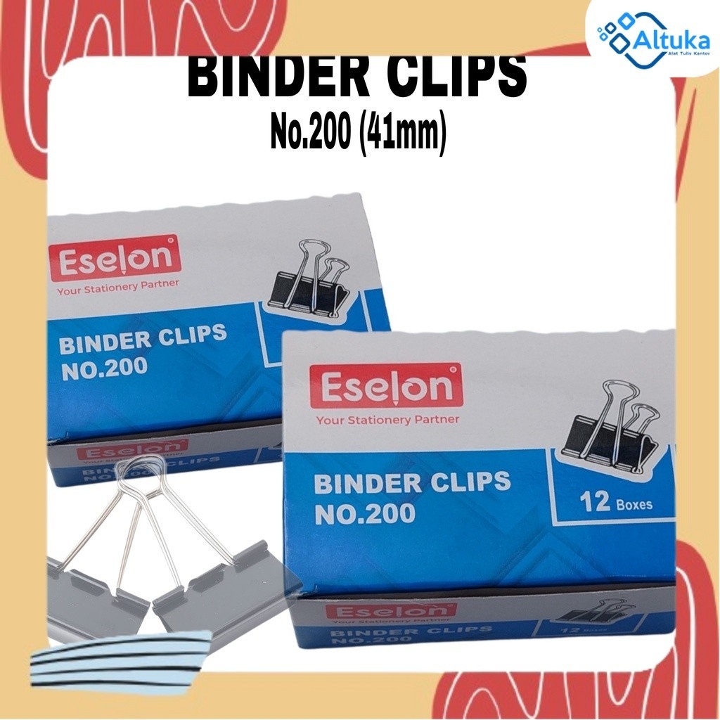 

(12Pcs) Penjepit Kertas/Binder Klip/Binder Clip No.200 ESELON