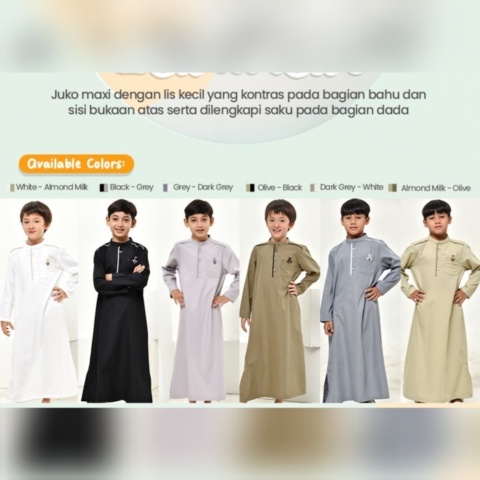 JUBAH KOKO MAXI GAMIS ANAK LAKI 7-12Y JUKID BANI BATUTA RABBANI. KADO
