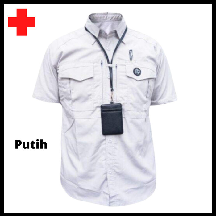 Kemeja Tactical Lengan Pendek Baju PDL Lapangan Outdoor Taktikal Pdh - Putih, XXS