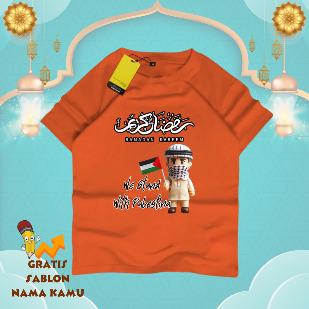 Baju Anak Gratis Sablon Nama / Baju Kaos Anak Tangan Pendek Laki-laki Muslim / Kaos Anak Islamic  Gr