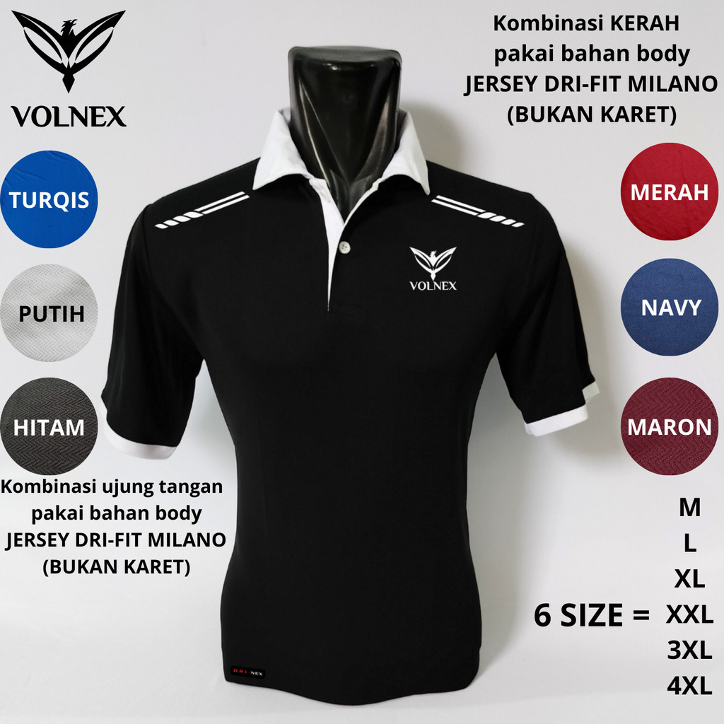 Kaos Polo Unisex Merah Kerah Hitam / Kaos Kerah / Polo Shirt Kombinasi Lengan Pendek WCOM4