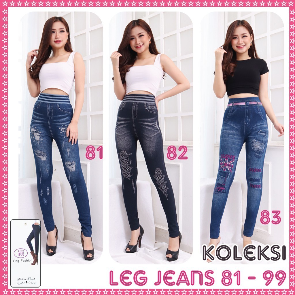 Koleksi Legging Jeans Wanita [ motif 80 - 99] / Leging JEANS import / Celana Legging Jeans / legging