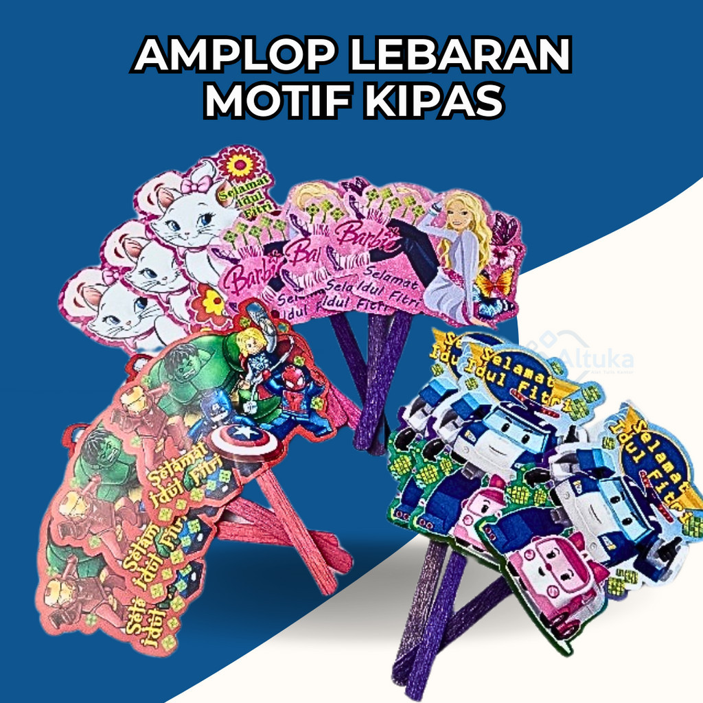 

(5 Pcs) Amplop Lebaran Motif Kipas Kekinian Gambar Funcy