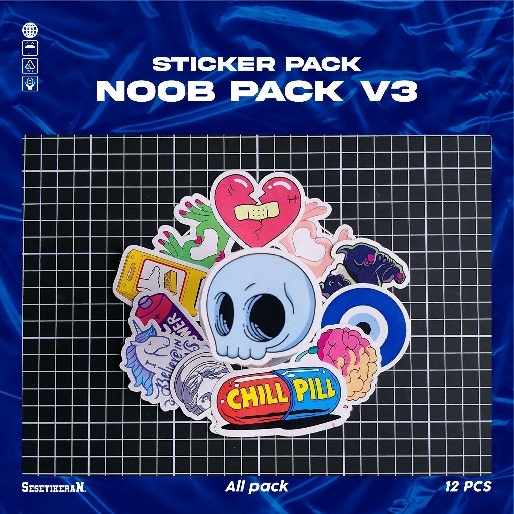 

COD✨ Sesetikeran Stiker Pack Noob Pack Stiker Random V3 Colorfull Keren Untuk Koper Laptop Skateboard