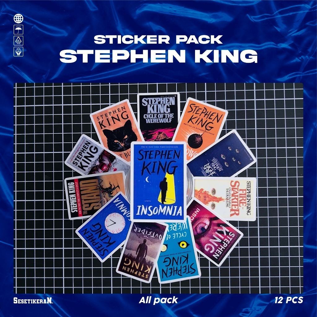 

COD✨ Sesetikeran Stiker Pack Novel Horror Stephen Edwin King Stiker Colorfull Keren Untuk Koper Laptop Skateboard