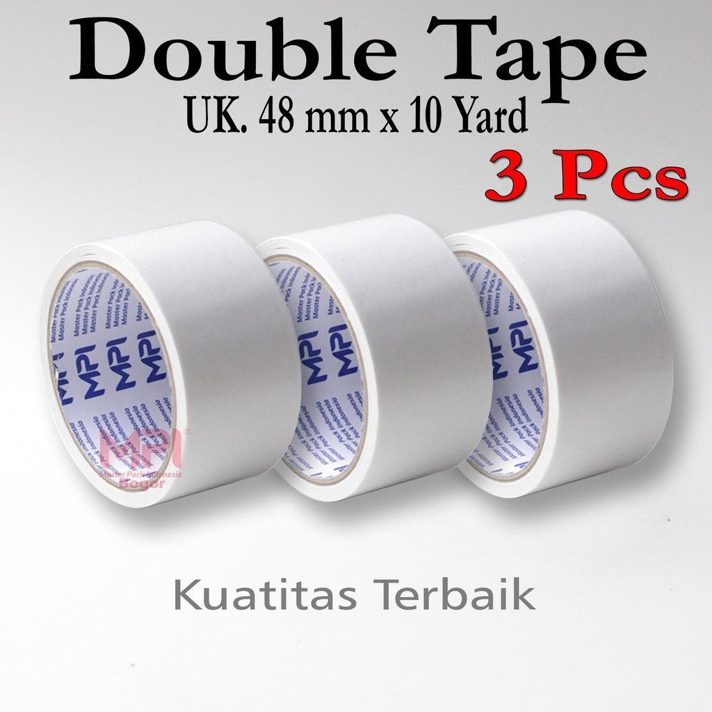 

3 PCS - Double Tape Kertas 48 mm x 10 yard / Double Tape 2 Inch - Master Pack Indonesia Bogor