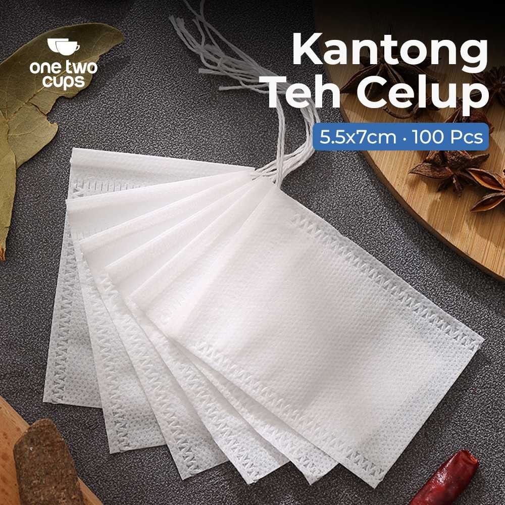 

Kantong Teh Celup Kosong Teabag untuk Racikan Tea / Kopi Non Woven 5.5x7cm isi 100 PCS 1 Pack One Two Cups