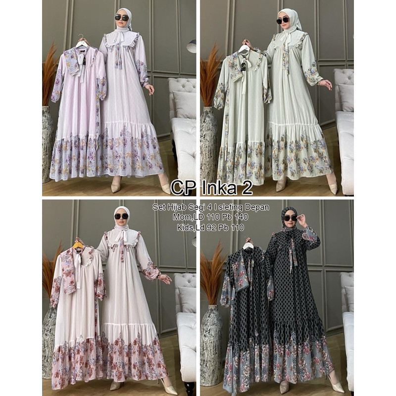 Humaira99 Gamis syari couple keluarga muslimah ibu&anak Original set Cp Inka 2