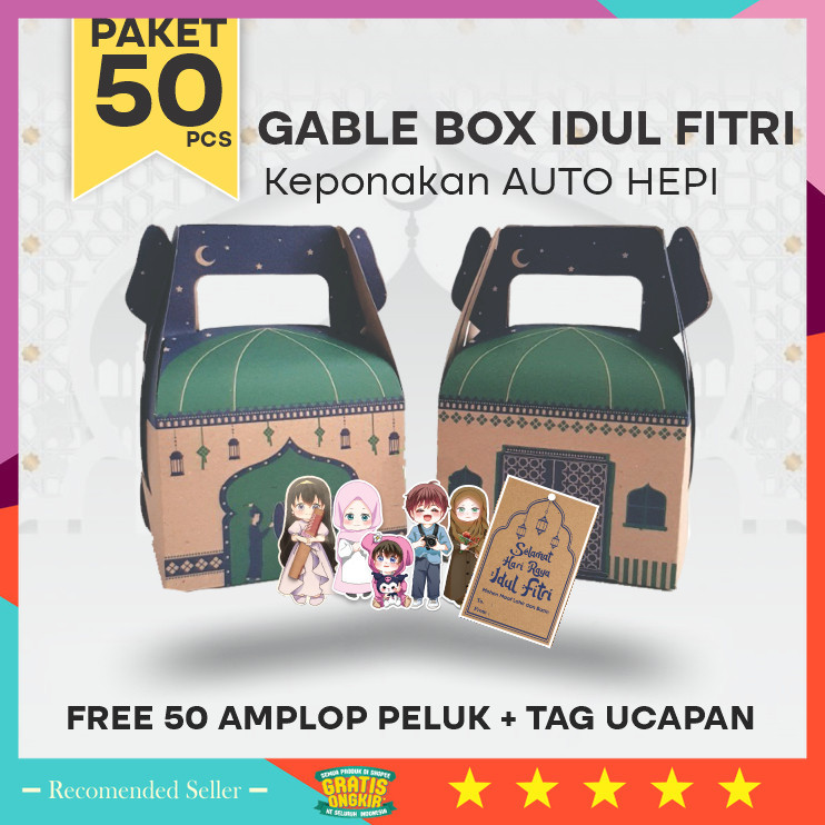 

TERMURAH HAMPERS PARCEL PAKET LEBARAN IDUL FITRI RAMADHAN KEREN / Gable Box Lebaran Isi 50 Pcs / Box Hampers Idul Fitri / Parcel Hari Raya Prinperpack (Paket 50pcs)