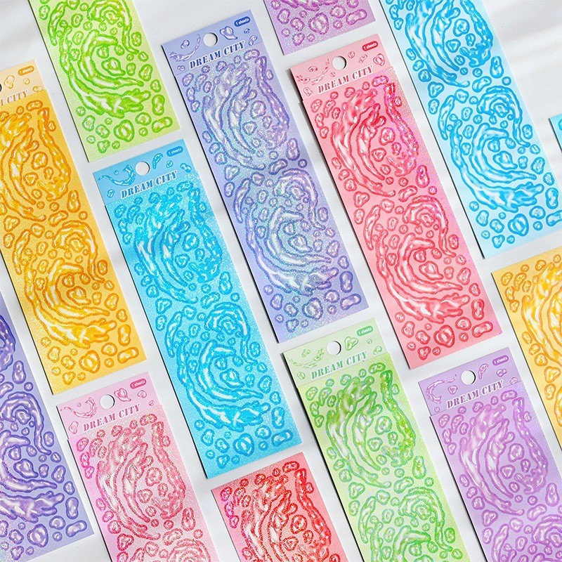 

[HELIOFINDS] 1 Set isi 8 Sticker Deco Stiker Dekorasi PVC untuk Scrapbook Photocard - WATER SPLASH DREAM CITY