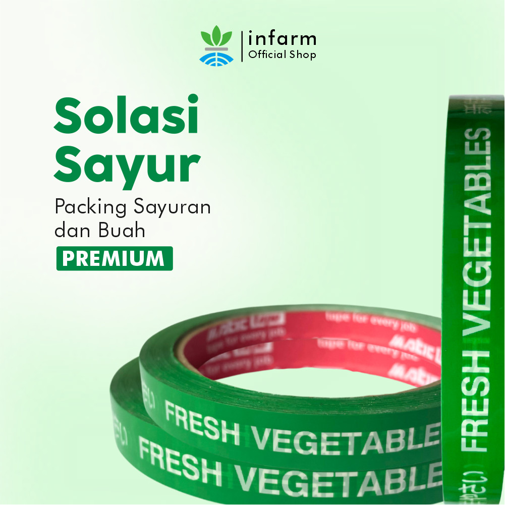 INFARM - Tape Selotip Isolasi Sayuran Fresh untuk Buah dan Sayur, Lakban Sayur Hijau Pengikat Sayura